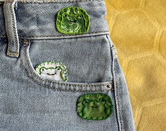 Frog Patch - Hand Embroidered