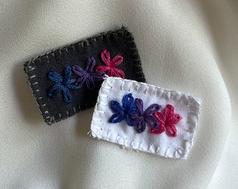 Bi Flag Flower Patch - Hand Embroidered