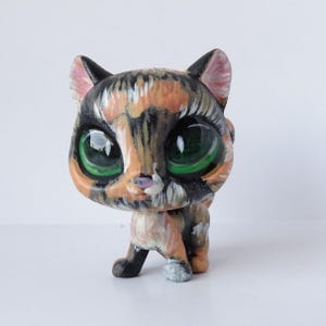 Lps Custom Calico Cat - Handpainted Art Figurine