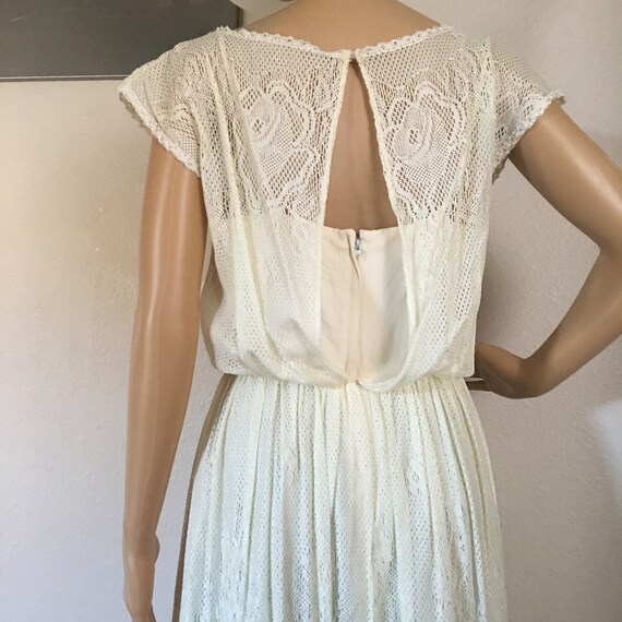 Vintage 1970s Edwardian Inspired Lace Maxi Dress C