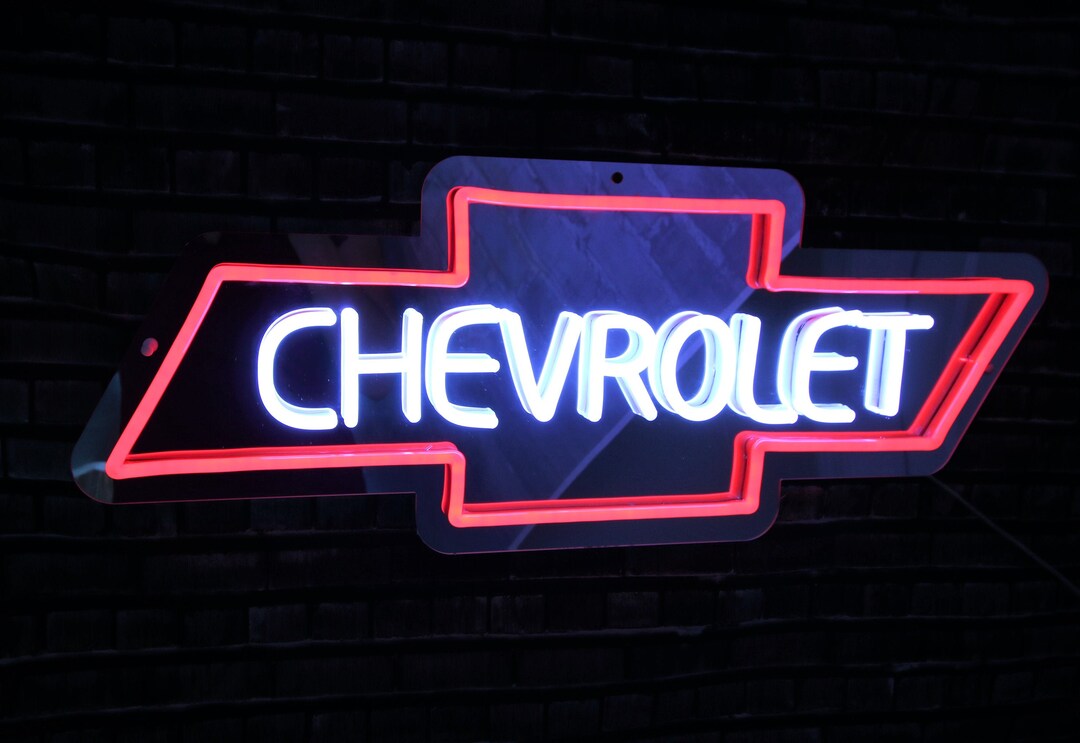 Chrome Chevrolet Neon Signchevyenhance Your Garage, Game Room, Man Cave