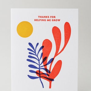 Thanks Grow Mentor Father Mother Parent Greeting Card, Letterpress Printed