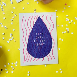 It's Ok to Cry Letterpress Printed Postcard image 1