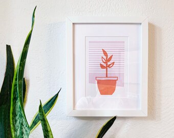 Impression d'art « Window Plant » Impression typographique 5 x 7 pouces