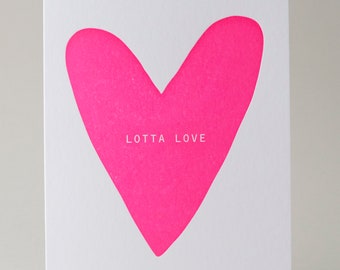 Neon Love Greeting Card, Letterpress Printed