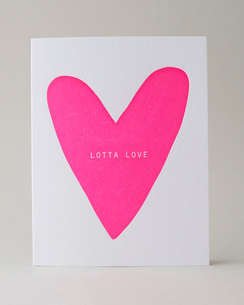 Neon Love Greeting Card, Letterpress Printed image 1