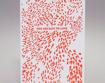 Easy to Love Card, Letterpress Printed