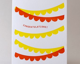 Congratulations Banner Card, Letterpress Printed