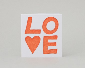 Love Red Heart Mini Enclosure Card, Letterpress Printed