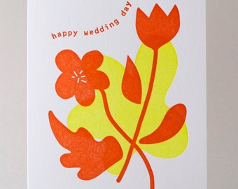 Happy Wedding Day Card, Letterpress Printed