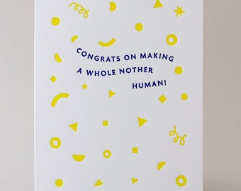 Nother Human Congrats Confetti Card, Letterpress Printed