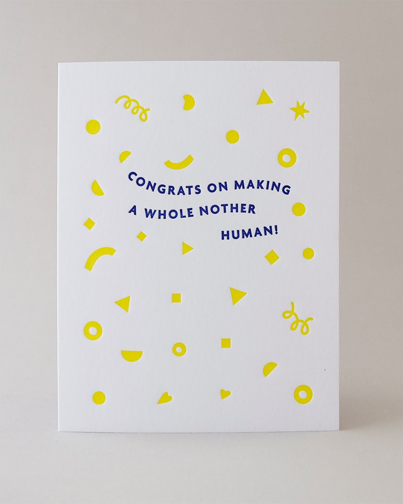 Nother Human Congrats Confetti Card, Letterpress Printed image 1