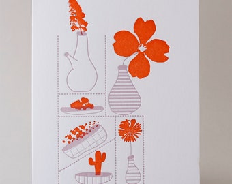 Orange Bloom Shelf Card x David Bernabo, Letterpress Printed