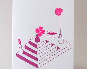 Carte Pink Bloom Stairs x David Bernabo, impression typographique