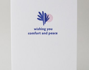 Carte de voeux Comfort and Peace, impression typographique