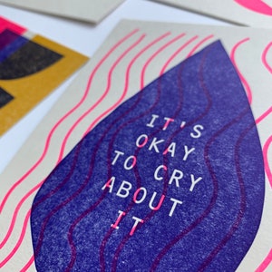It's Ok to Cry Letterpress Printed Postcard image 2