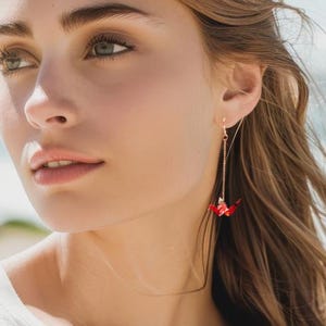 Japanese Origami Crane Drop Earrings, Origami earrings, Gift for her, wabisabi, everyday wear jewelry, festival jewelry, origami crane charm