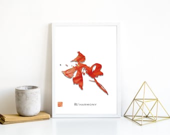 Original Japanese calligraphy art | Japanese kanji wall art | Harmony | Japanese wall art | printable art | Decor | Contemporary Art | Gift