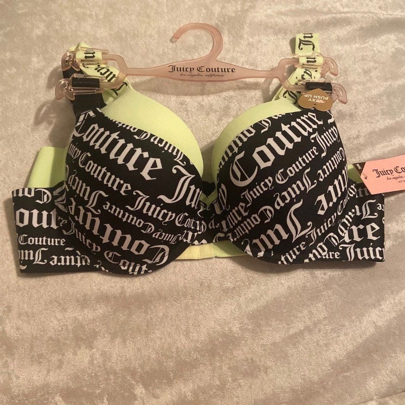 Juicy Couture NWOT mint teal lace push up bra logo straps Green