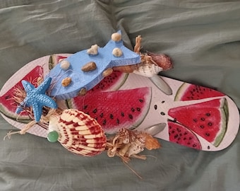 Elegant Flip Flop Sandals Watermelon Natural Sea Summer Shell Luxury Handmade Design Amazing