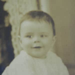 Antique baby portrait sepia toned photograph vintage old orig found vernacular Victorian cabinet card Chicago photography studio cottagecore