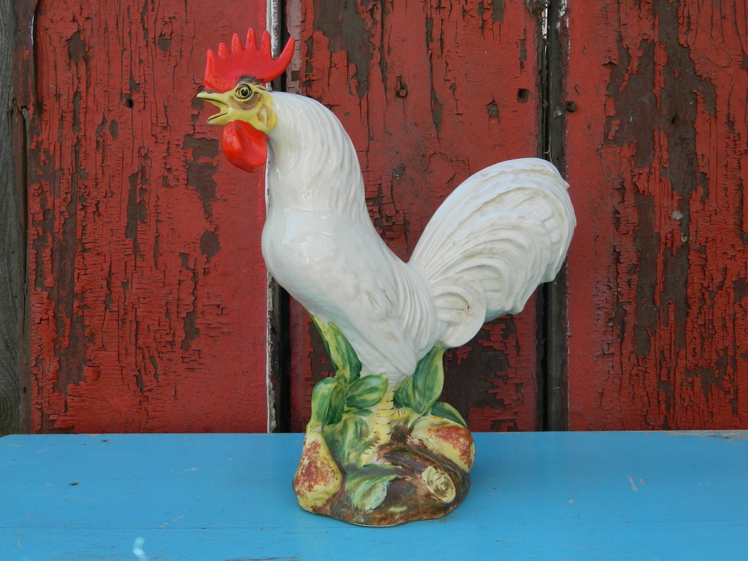 Vintage Large Ceramic Rooster 16 Tall Big Hen Chicken Figurine Statue