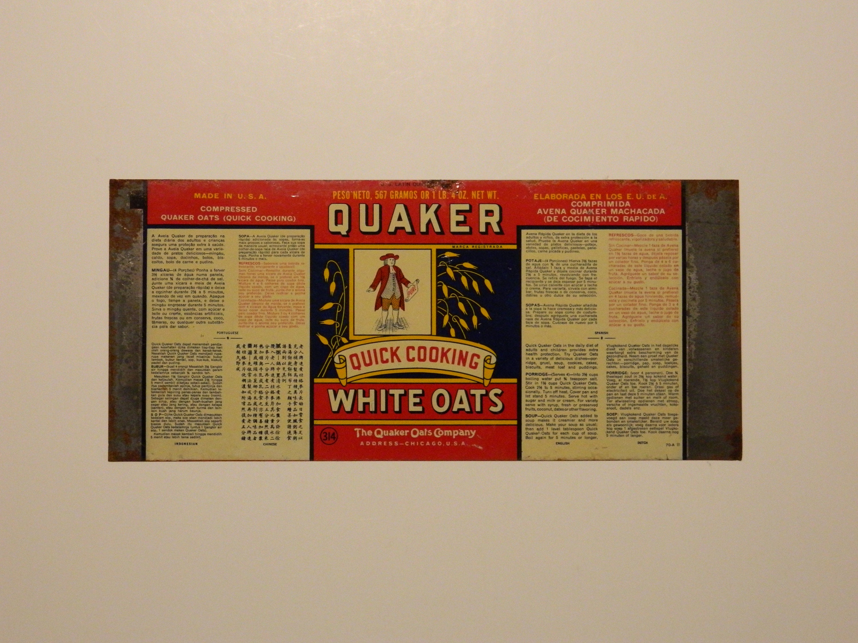 PRICE LOWERED RARE ORIGINAL 1896 Quaker Oats Container Like Cracker Barrel  Decor
