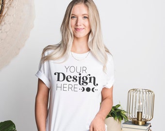 Model Mockup | 3001 White Mockup | White T Shirt Mockup | Shirt Mockup | Boho Model Mockup