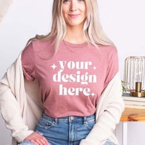 Bella Canvas 3001 Mockup | Bella Canvas Heather Mauve Shirt Mockup | Bella Canvas 3001 Tshirt Mockup Bella Canvas Shirt Heather Mauve Mockup
