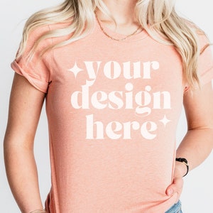 Heather Sunset T-shirt Mockup | Bella Canvas Mockup | Bella Canvas 3001 Heather Sunset Mockup | Summer Shirt Mockup | Spring SVG mockup