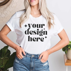Bella Canvas White Shirt Mockup | Bella Canvas 3001 Tshirt Mockup | Bella Canvas Shirt White Mockup | White Bella Canvas 3001 Model