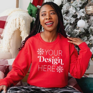 Red Sweatshirt Mockup | Gildan 18000 Red | Christmas Mockup | Heavy Blend Sweatshirt Mockup | Holiday Mockups
