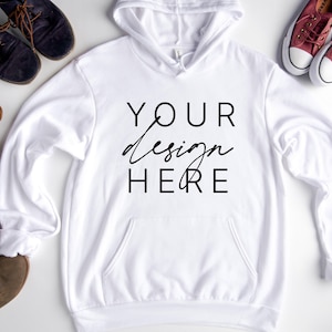Bella Canvas 3719 White Mockup |  White Hoodie Mockup | 3719  White Mockup | Shirt Mockup | Bella Canvas Mockups