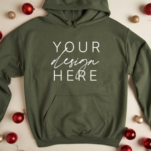 Christmas Mockup | Gildan 18500 Mockup | Sweatshirt Mockup | Gildan Sweatshirt Mockup | Gildan Hoodie Mockup | 18500 Military Green