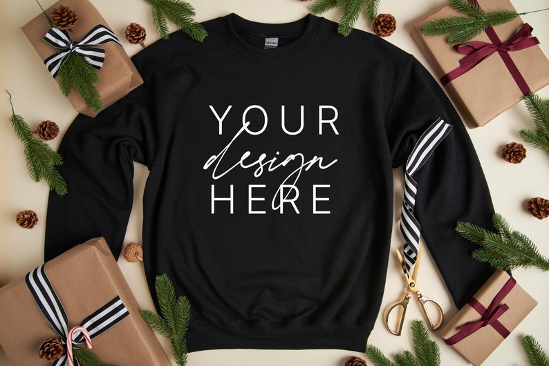 Download Gildan 18000 Mockup Black Mockup 18000 Christmas Mockup | Etsy
