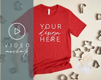 Bella Canvas Red T Shirt Video Mockup | Etsy Listing Video | Advertising Video | Shirt Mockup | Christmas Mockup