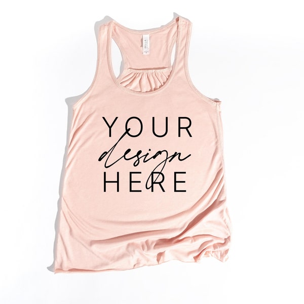 Bella Canvas Racerback Tank Mockup | Peach 8800 Flowy Racerback Tank Mockup | 8800 Mock Up | Summer SVG Mock Up | Women’s Tank Top Mockup