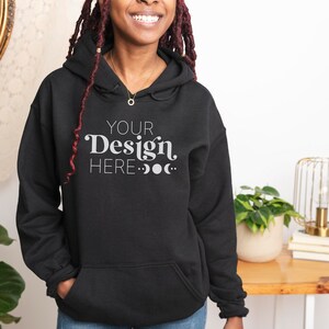 18500 Black Hoodie Mockup | Gildan Black G185 Sweatshirt Unisex Hoodie | Model Mock Up Winter Christmas Mockup