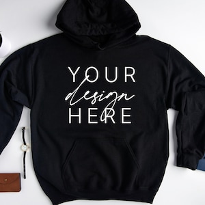 Gildan 18500 Black Mockup |  Black Hoodie Mockup | 18500  Black Mockup | Shirt Mockup | Gildan Mockups