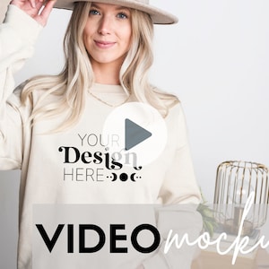 Gildan 18000 Sand Mockup | Gildan 18000 | Model Video Mockup | Boho Mockup | Lifestyle Mockup | Gildan Sand Sweatshirt | Social Media Mockup