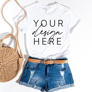 Bella Canvas 3001 T-Shirt White Summer | Bella Canvas 3001 Mockup | Bella Canvas White Shirt Mockup | Tshirt Mockup | White Summer Mockup