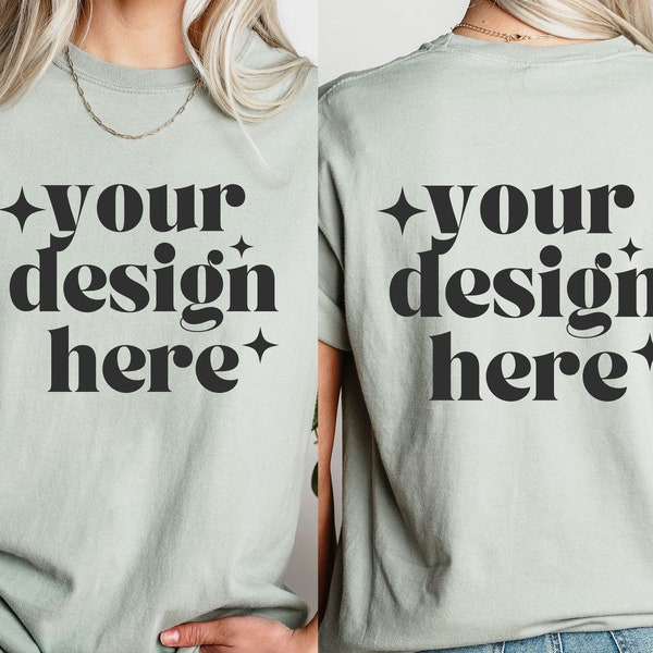 Front and Back Comfort Colors Bay Mockup, Backside Mockup, Front Back Mockup CC1717, Bay T Shirt Mock Up, Model Mockup, Spring Mockup