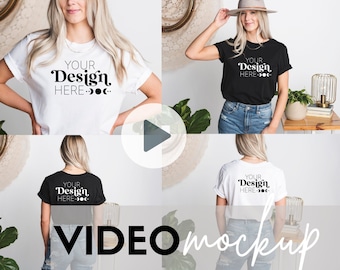 Multiple Apparel Video Lookbook, Bella Canvas 3001 White Black Front and Back, Social Media Video, Model Video, Front and Back Designs