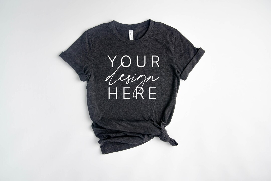 Bella Canvas 3001 Dark Grey Heather Mockup | Solo T Shirt Mockup White ...