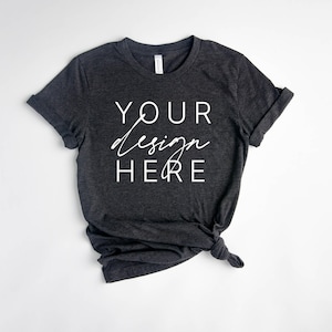 Bella Canvas 3001 Dark Grey Heather Mockup | Solo T Shirt Mockup White Background | 3001 Dark Grey Heather Mockup | 3001CVC Mockup