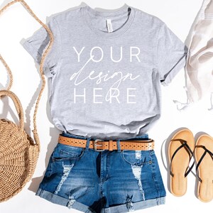 Bella Canvas 3001 T-Shirt Athletic Heather Summer | Bella Canvas 3001 Athletic Heather Flat Lay | Bella Canvas Summer Mockup