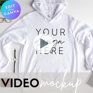 Video Mockup | Video Hoodie Mockup | Bella Canvas 3719 White Mockup | 3719 Mockup | 3719 Video Mockup | Bella Canvas Mockup