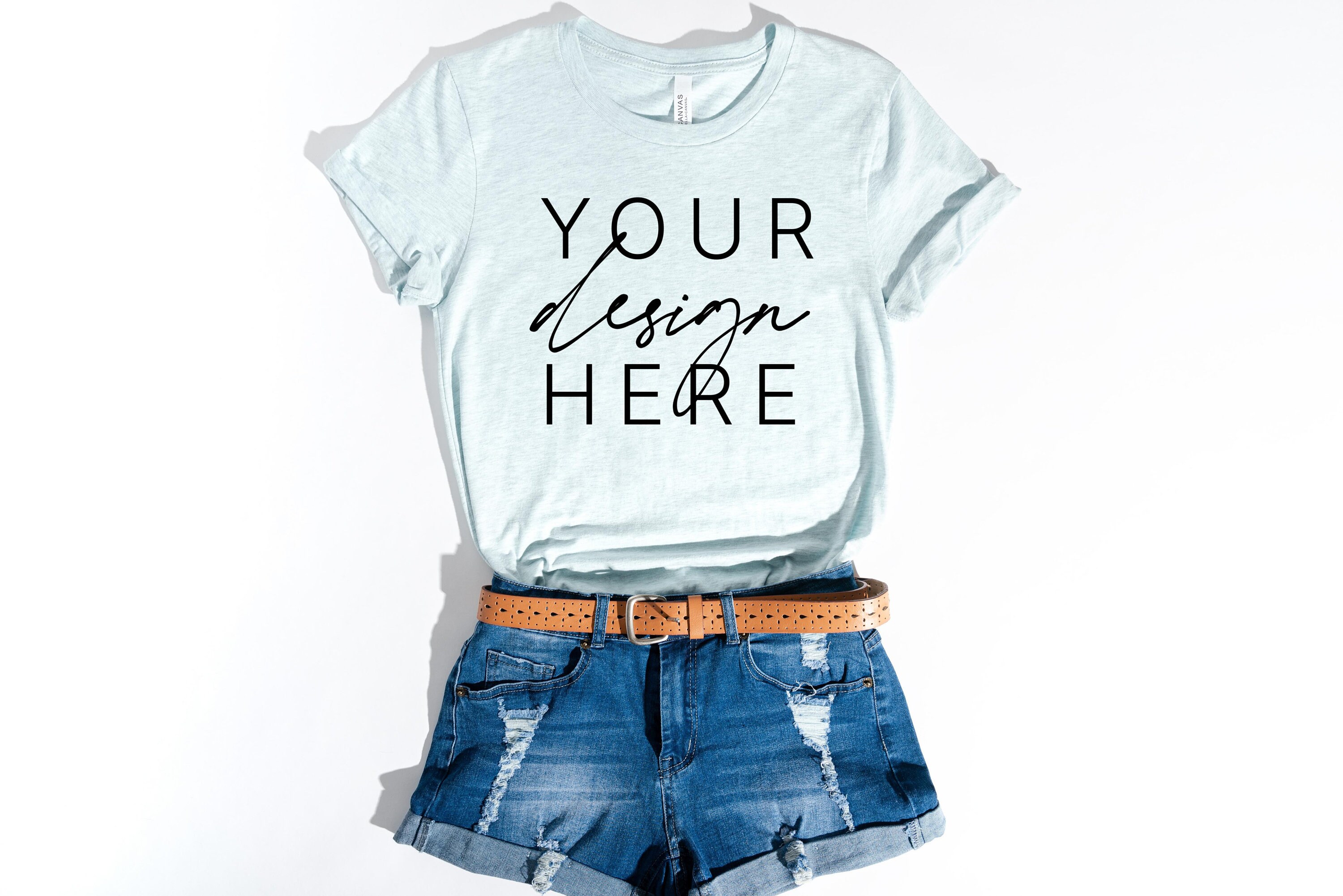 Bella Canvas 3001 Heather Prism Ice Blue Bella Canvas Mockup | Etsy