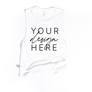 Bella Canvas Muscle Tank Mockup | White 8803 Women’s Muscle Tank Flat Lay | 8803 Mock Up | Solo Tank Top Mock Up White Background