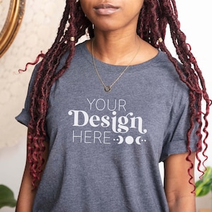 3001 Heather Midnight Navy Mockup, Bella Canvas Mockup, Unisex T-Shirt Model Mock Up, Lifestyle Tee Shirt TShirt Model Mockup